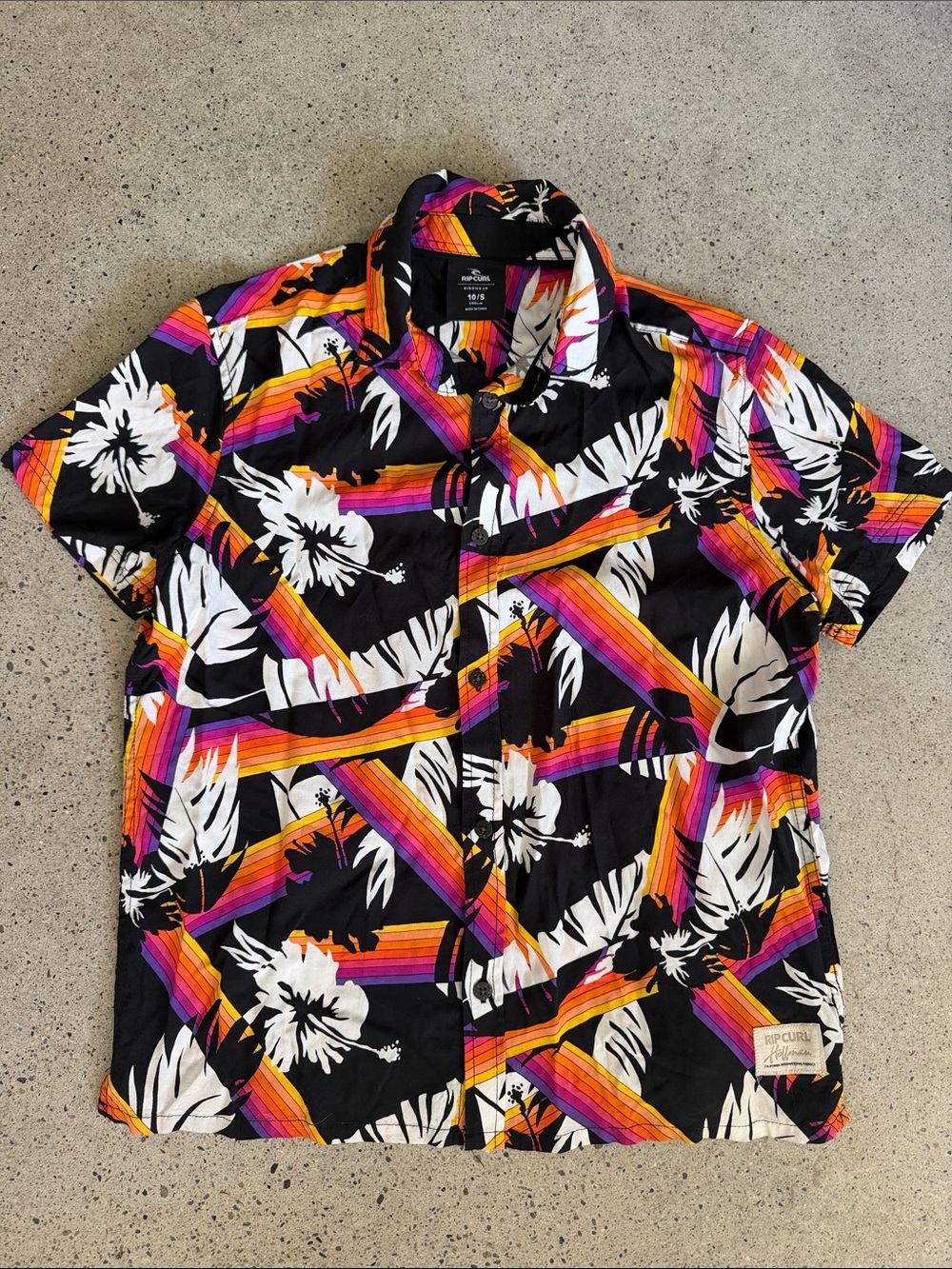 Rip Curl x Hoffman Fabrics boys size 10 Hawaiian shirt